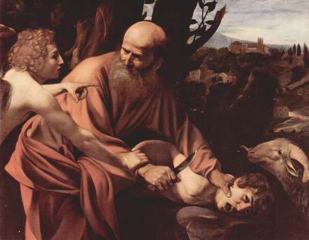 Obetovanie Izáka od Michelangela Caravaggia, volné dílo, sk.wikipedia.org 