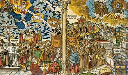Lucas Cranach d. J., 1545, Kristovo pravé náboženství a falešná doktrína antikrista, volné dílo, de.wikipedia.org