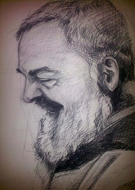 Padre Pio portret, Solomenco Bogdan, CC BY-SA 3.0, commons.. 