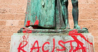 Poničená socha sv. Junipera Serra na Malorce, lifenews.sk