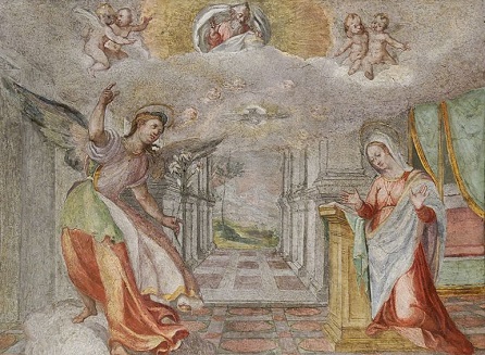 Annunciation Vitruvio Alberi Palazzo Altemps, Marie-Lan Nguyen, CC BY 2.5, commons. 