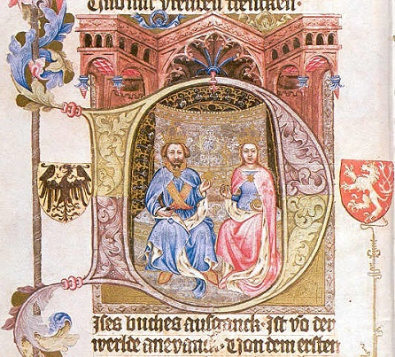 Ilustrace Žofie a Václava IV. z Bible Václava IV., volné dílo