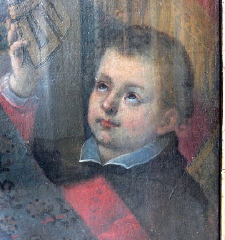 Karlova dětská tvář, detail malby v Boromejském paláci, Isola Bella, Wolfgang Sauber, CC BY-SA 3.0