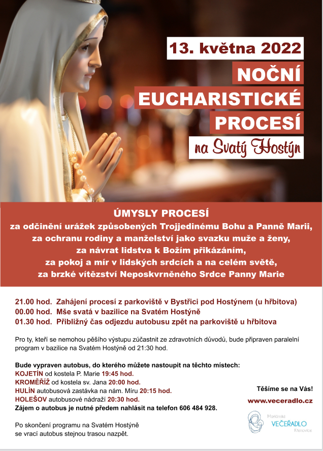 Noční eucharistické procesí 13.5.2022 plakát
