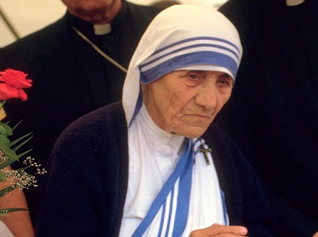 Mother Teresa of Calcutta; 1986;  Túrelio (via Wikimedia-Commons), CC BY-SA 2.0 de, cs. wiki..