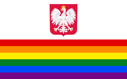 LGBT Pride Flag of Poland, RainbowSilver2ndBackup, CC BY-SA 3.0, commons