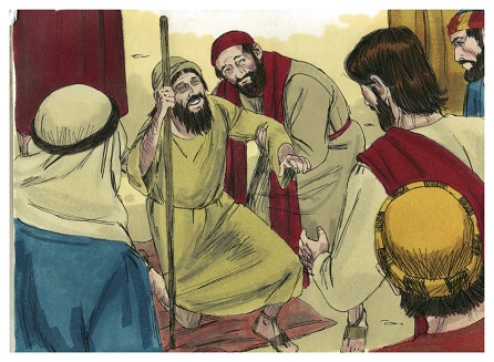 Luke 18:40a The blind man healed at Jericho,  Distant Shores Media/Sweet Publishing, CC BY-SA 3.0