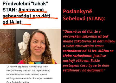 email Alipro, STAN chce eutanazii pro děti