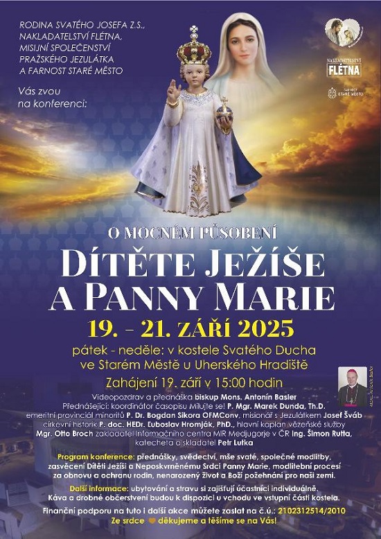 Plakát konference o mocném působení dítěte Ježíše