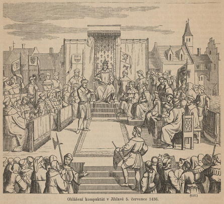 Vyhlášení Basilejských kompaktát v Jihlavě (Česko-moravská kronika 1868),Various, CC BY-SA 4.0 wiki...