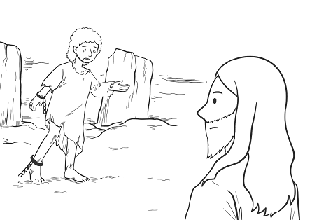 posedlý muž žijící v hrobech (Mk 5), www.supercoloring.com/sk/