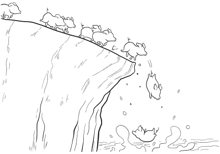 ... a vepři, kteří se hnali ze srázu do moře (Mk 5), www.supercoloring.com/sk