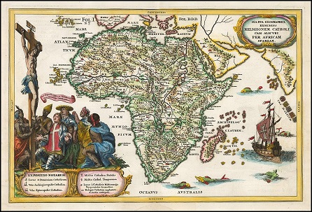 Heinrich Scherer, Mappa Geographica exhibens Religionem Catholicam alicubi per Africam sparsam, circa 1710