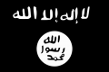 Černá vlajka s pečetí proroka převzatá od organizace Islámský stát, volné dílo